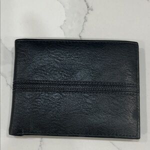 Black Leather Men's trifold Wallet